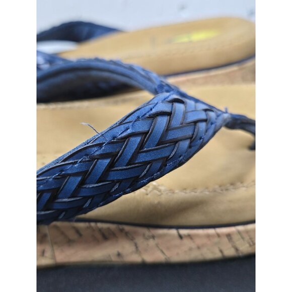Volatile Womens Blue Wedge Platform Sandals Size 7 Woven Summer Cork Chunky Date - Picture 2 of 11
